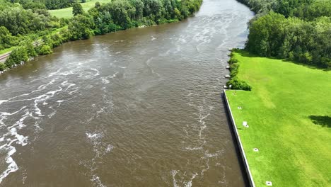 dolly outward over the river