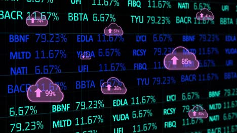 Animation-of-clouds-with-percent-and-financial-data-processing