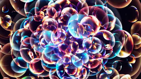 a mesmerizing video of iridescent bubbles, captured from a top-down angle, creating a dynamic