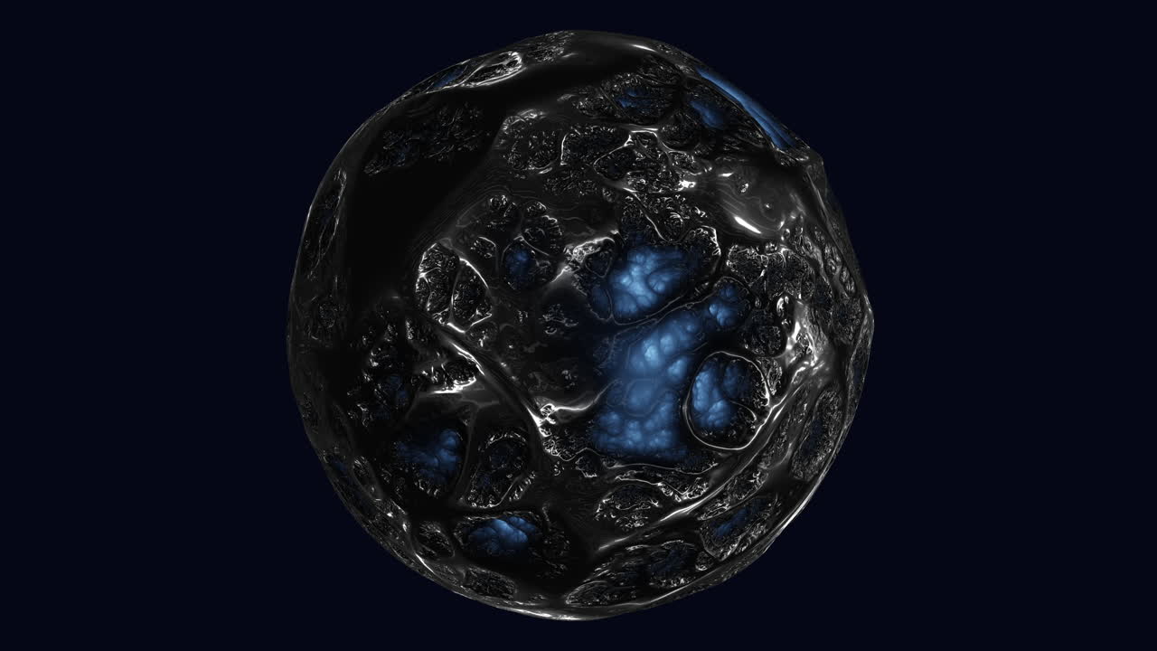 네온 색상과 파도가 있는 미래 지향적인 파란색과 검은색 공 2