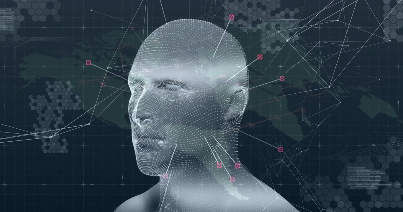 Following marker appearing on mesh head, scan band sweeping, head rotating supporting analytics
