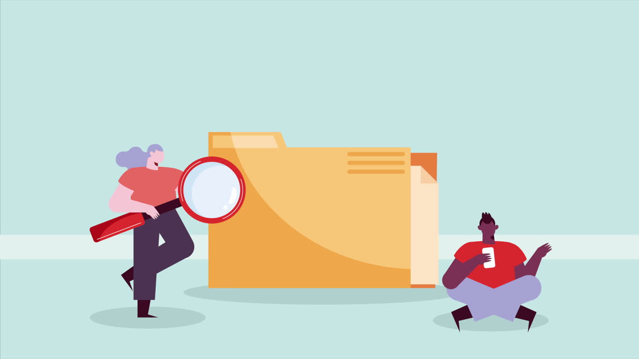 확대 및 폴더 애니메이션을 가진 작업자