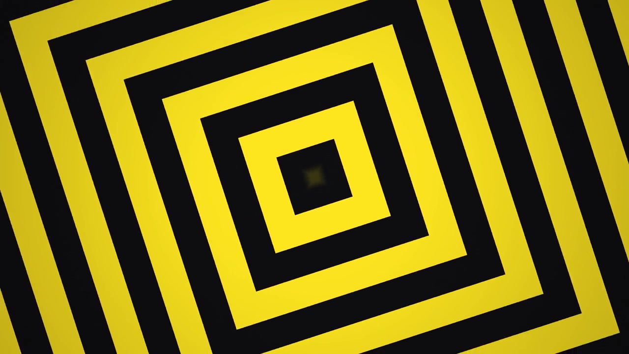 Il design presenta quadrati nei colori nero e giallo. Le forme creano un motivo dinamico che genera un senso di profondità e movimento. Questo può essere utilizzato per vari progetti.