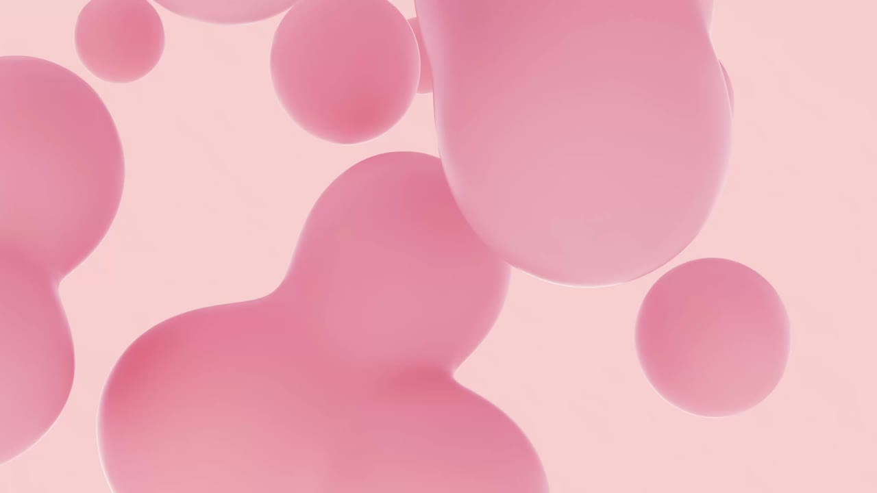 Abstract pink liquid blobs, soap bubbles background.