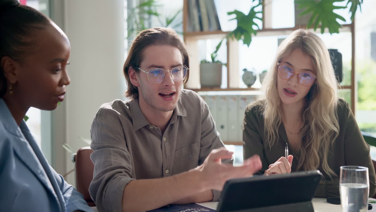 Business professionals collaborating in a modern office