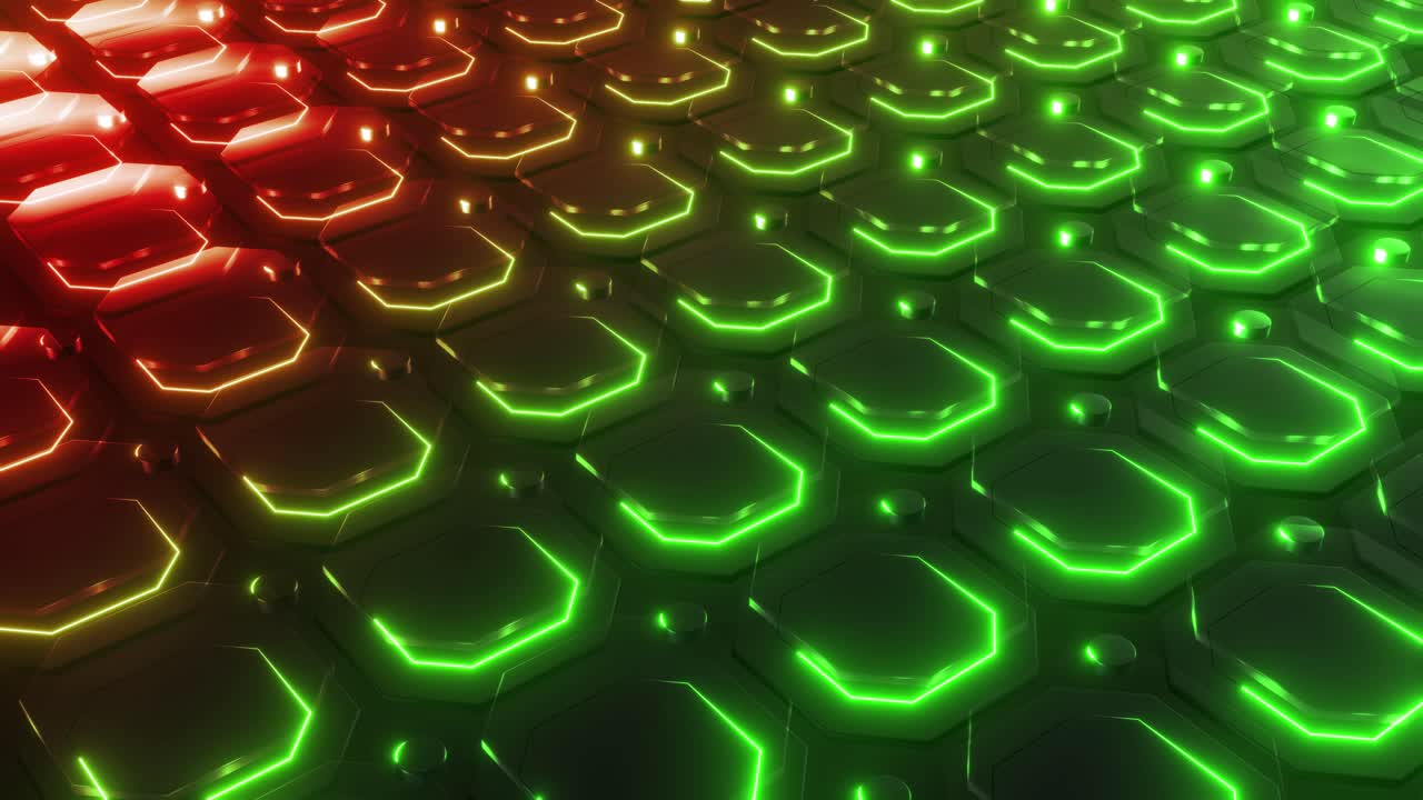 Abstract Futuristic Hexagonal Pattern with Neon Lighting