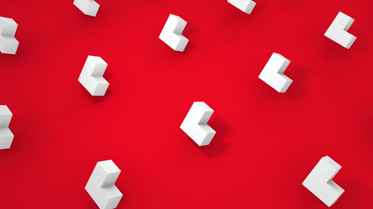 5개의 다른 색의 3d 기하학적 물체 회전 세트, 4k 원활한 루프 애니메이션 영상.