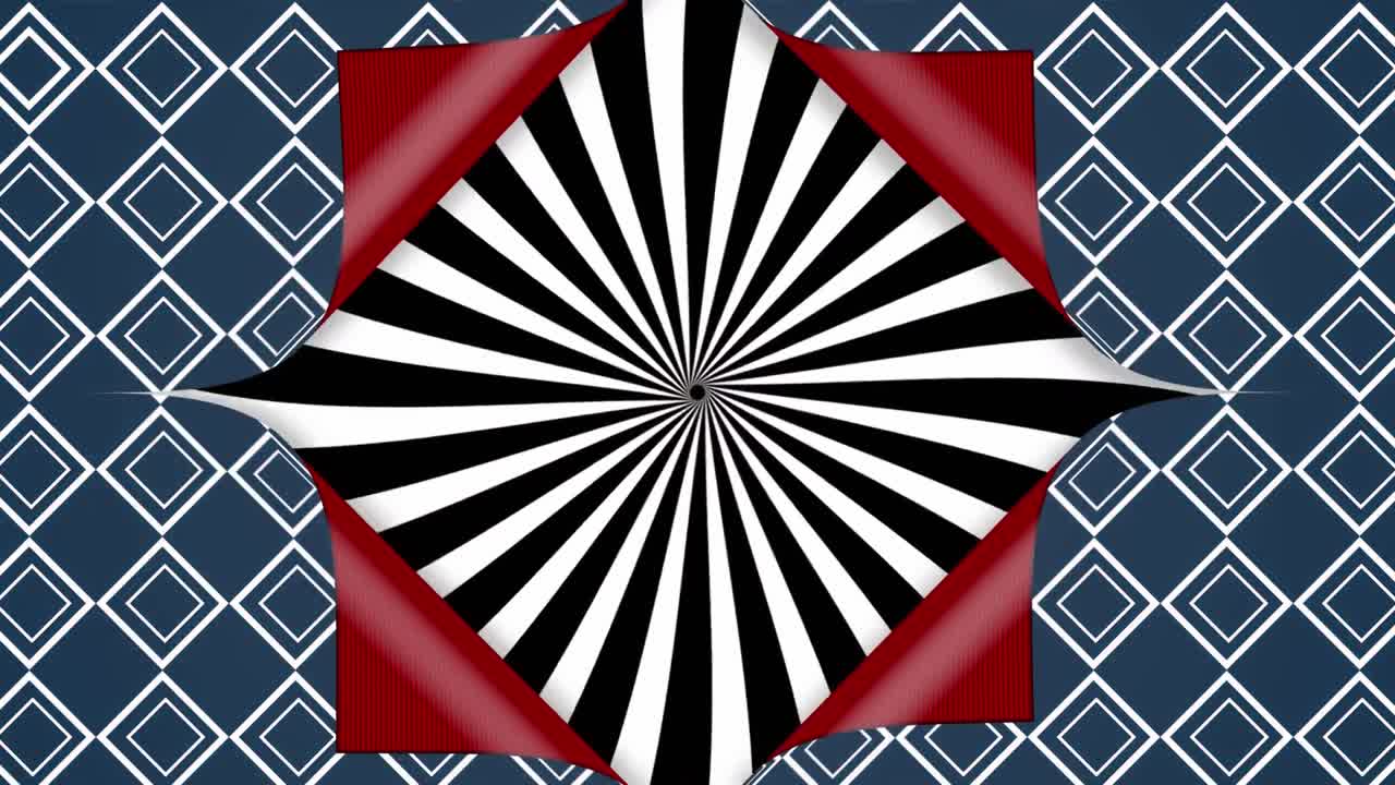 검은색과  ⁇ 색의 회전 라인을 드러내기 위해 파란색 패턴의 벽지 개방