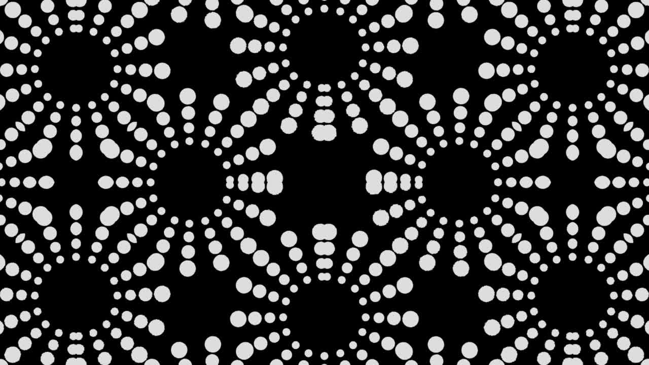 Graphic pattern in black and white with stroboscopic and hypnotic effect, while increasing in size and then reducing it.