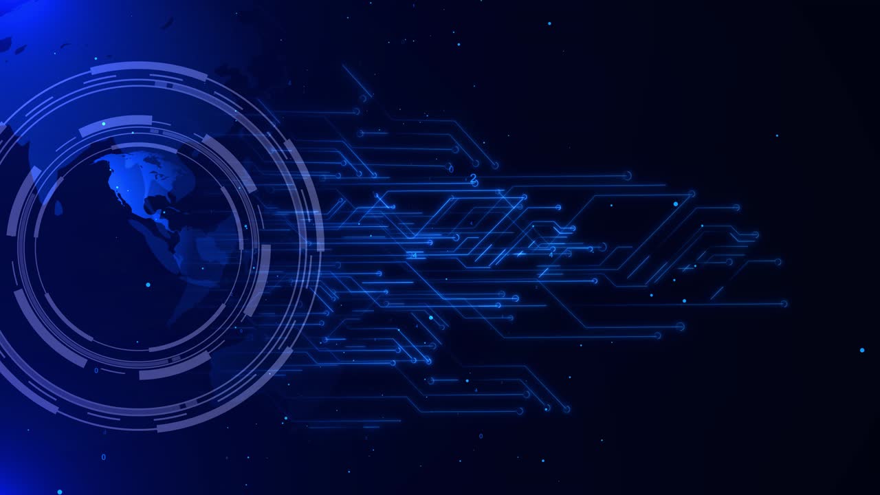 Holographic planet globe of earth from space globe circular lines abstract futuristic technology