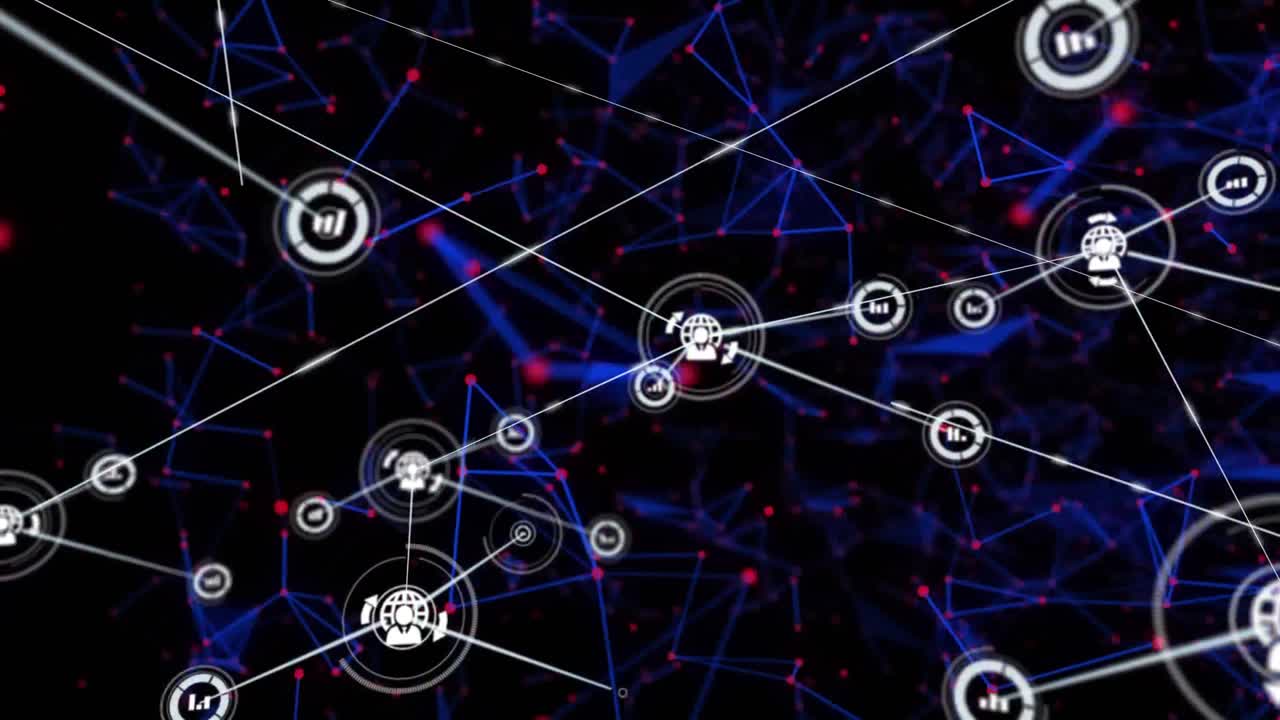 Network of digital icons against plexus networks