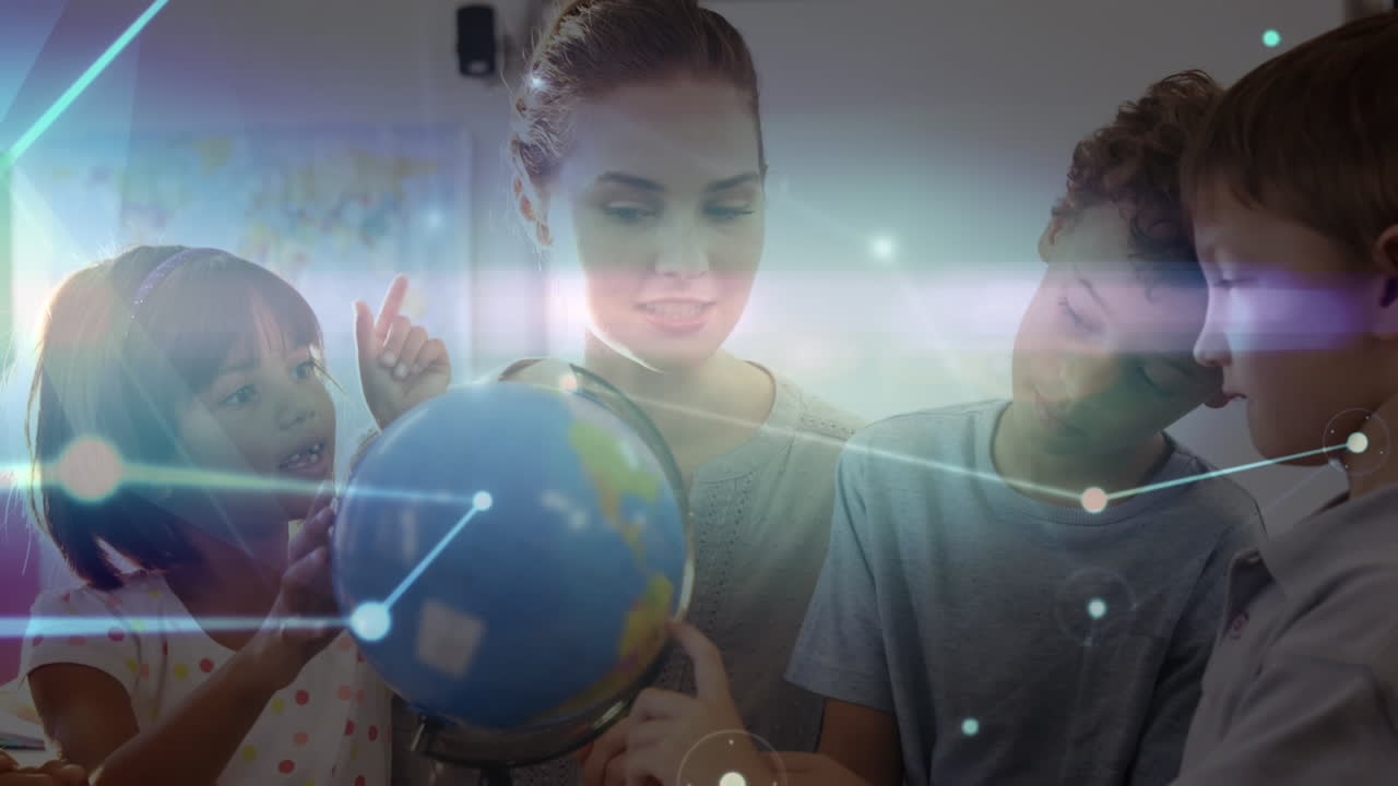 animación de redes de conexiones a través de diversas maestras y escolares que leen el mundo