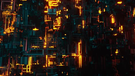 futuristic city with glowing lights and neon