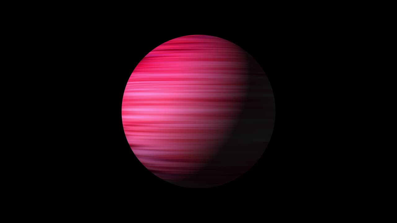 Seamless looping animation of the red planet isolated in alpha channel. 3D rendering loop rotating pink globe.  Exoplanet or Extrasolar planet fictional rotate loop 4k on black with alpha channel.