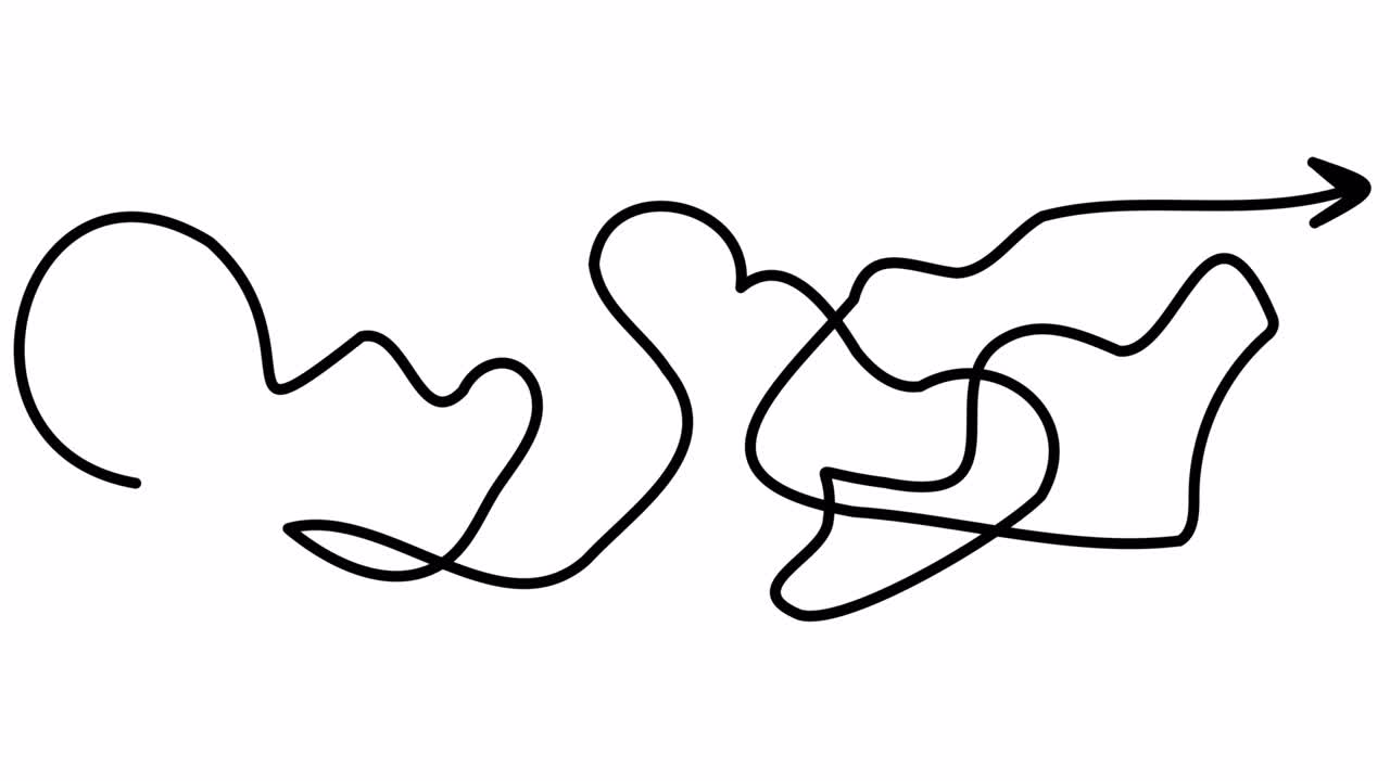 animación de intrincadas flechas de garabateo sobre un fondo blanco.