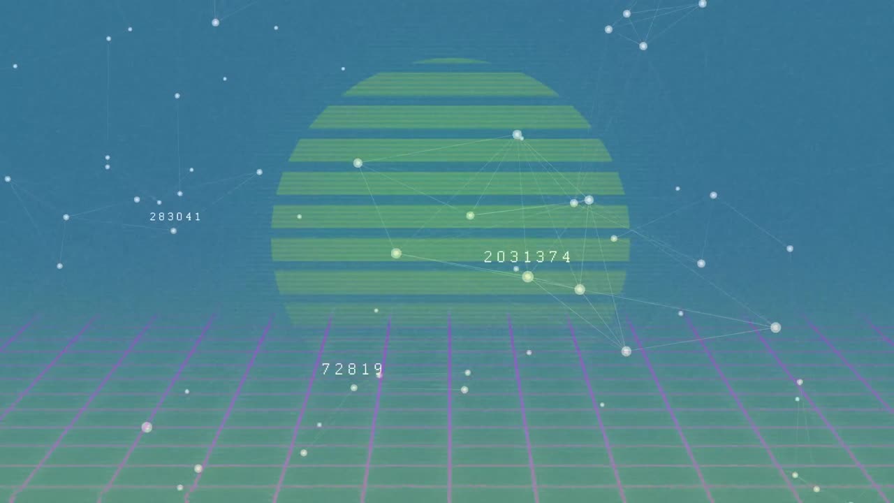 지구와 파란색 배경에 대한 데이터 처리의 애니메이션