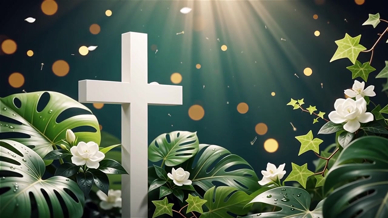 Cruz Cristiana con Luz Celestial, Fondo para Adoración.