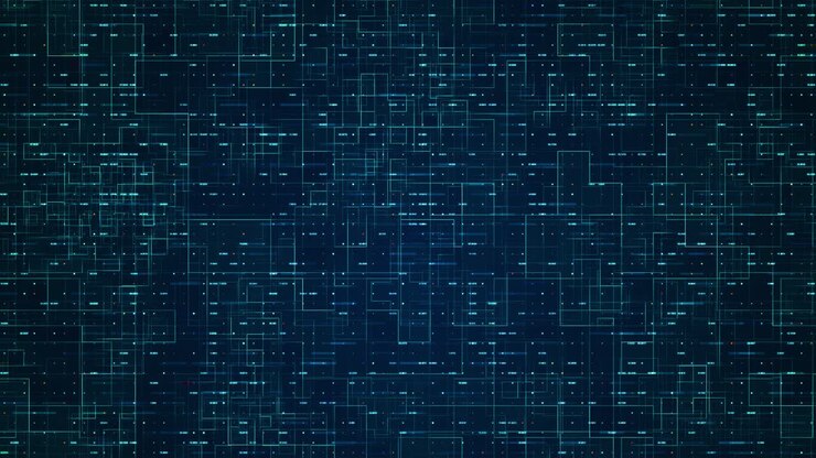 Sfondo tecnologico astratto con linee di circuiti animate e movimento di una griglia di dati digitale futuristica