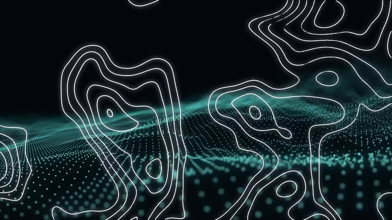 Animation of network of white map lines over green mesh