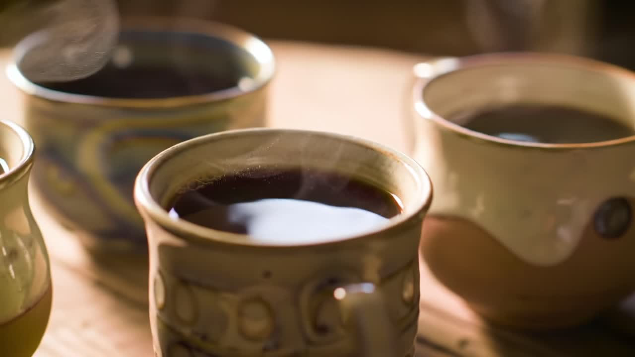 A Serene Moment Captured: Steaming Cups of Coffee Evoke Comfort and Warmth Amidst a Cozy Atmosphere Perfect for Relaxation and Connection