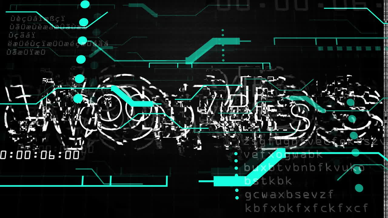 Animation of good vibes text and interference on black background