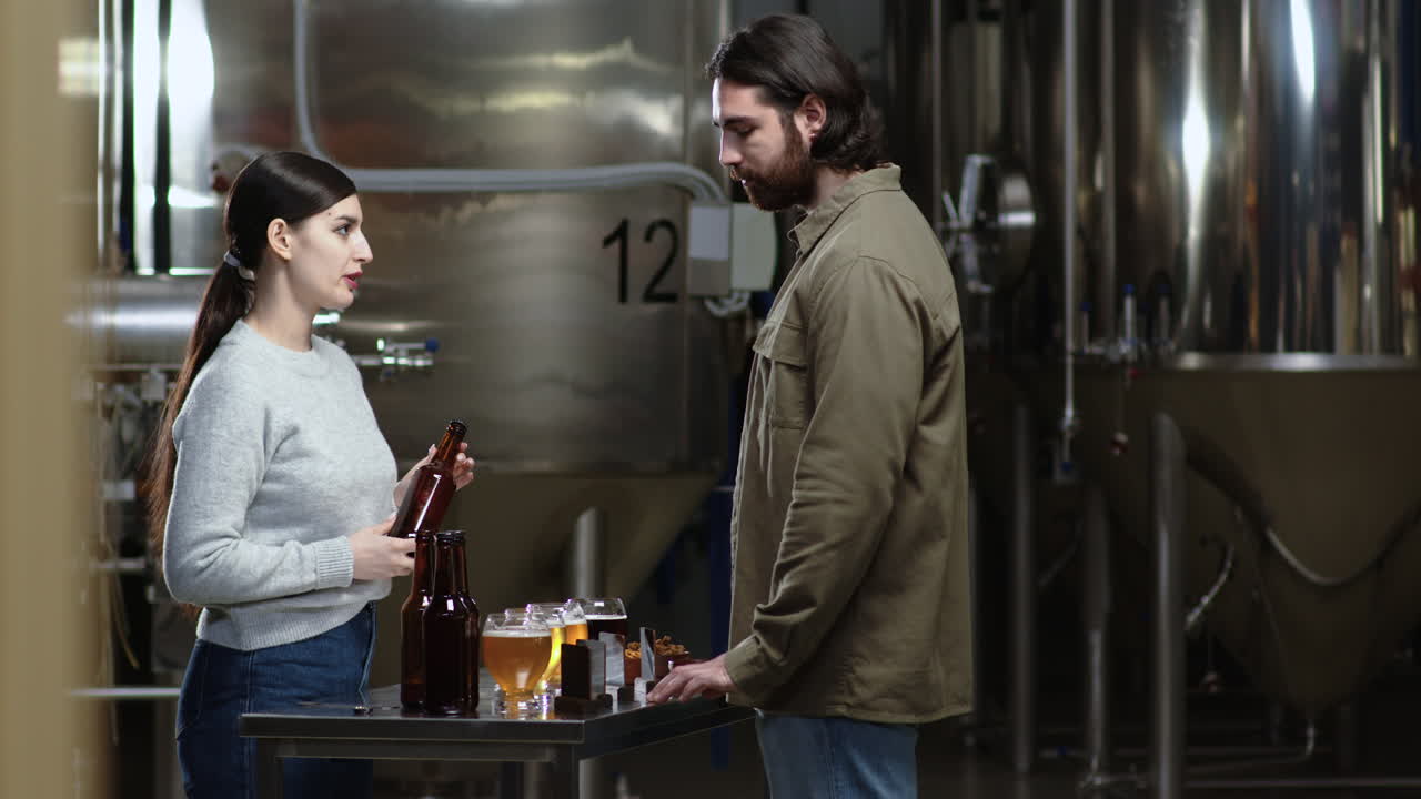 Woman explaining beer tasting