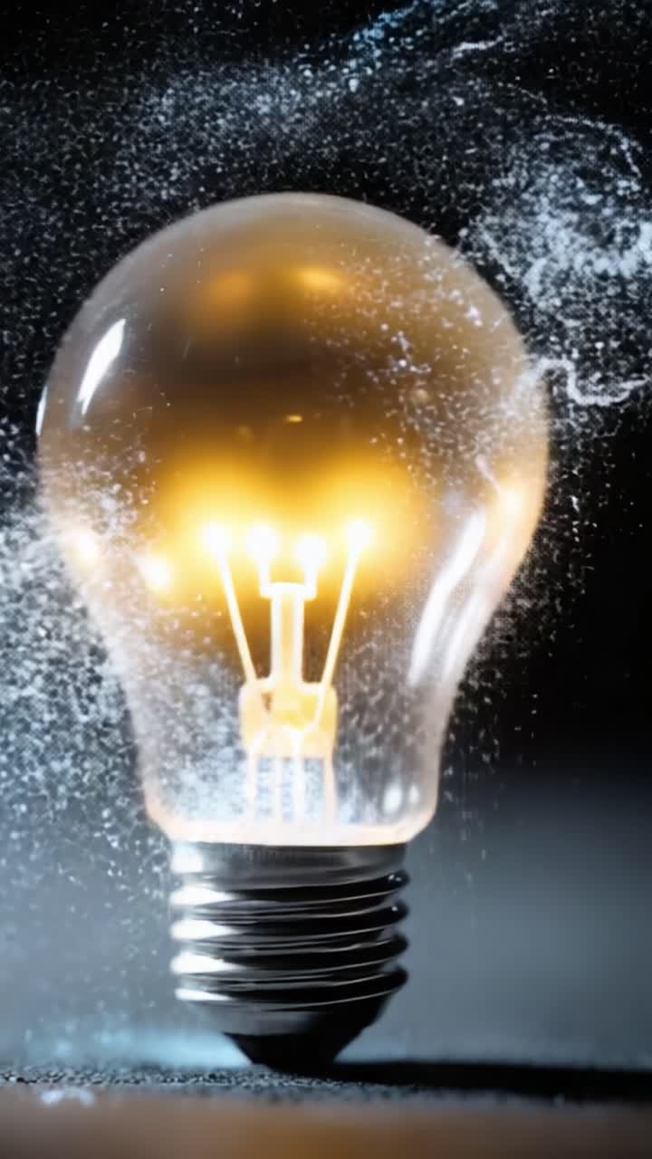 Un viaggio affascinante con la luce: la trasformazione di una lampadina dal vetro frantumato alla brillantezza illuminata con dettagli mozzafiato.