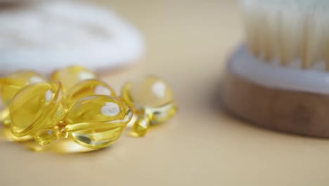 yellow transparent cosmetic serum capsules