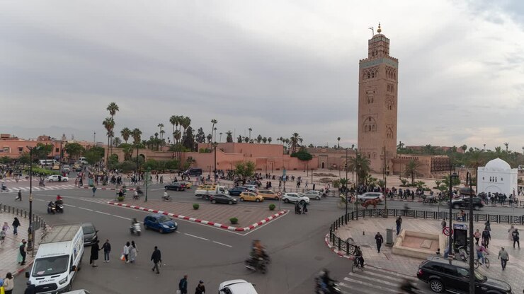 Marrakech Djemaa el-Fna Square with Koutoubia Mosque