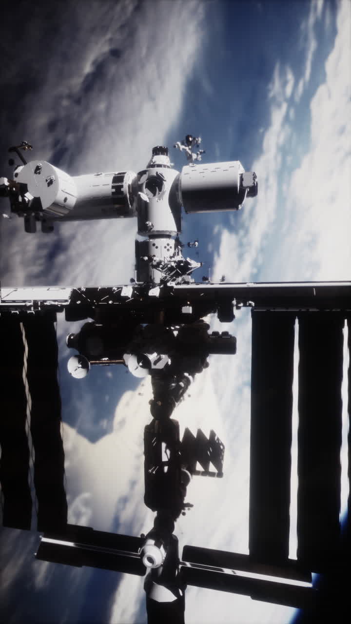 지구 도를 돌고 있는 iss는 고급 낮은 도 기술을 보여주고 있습니다.