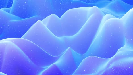 beautiful abstract 3d surface with glitter sparkles, abstract 3d waves run on surface in loop. blue gradient, soft matte material with light inner glow. smoothly 4k animation