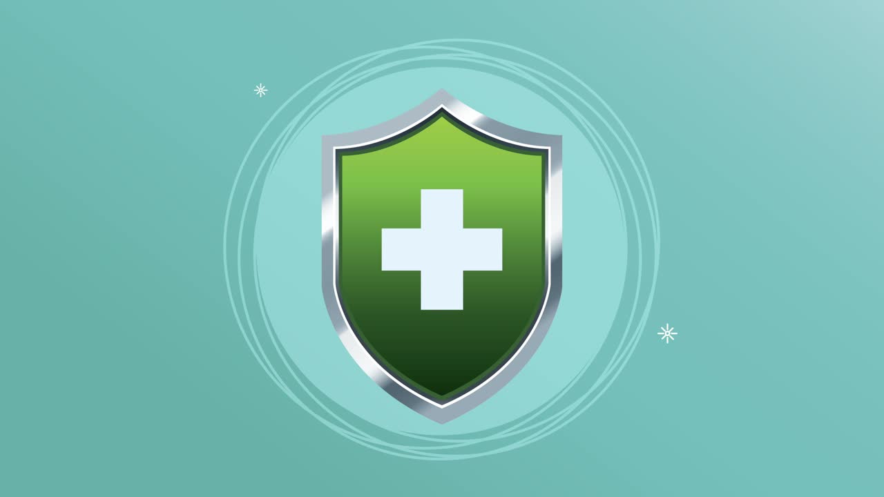 animación de seguridad de escudo médico verde