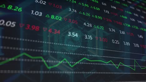 animación del procesamiento de datos financieros sobre un fondo negro