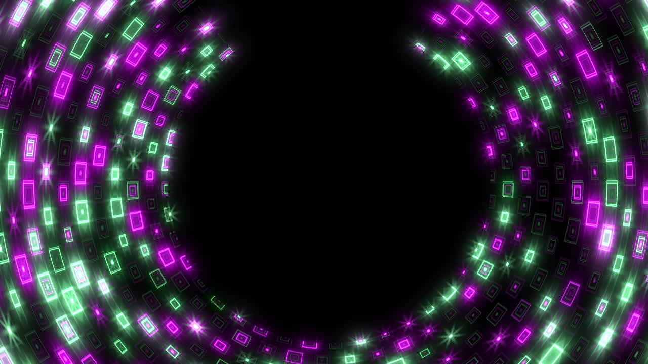 impresionante patrón en espiral de cuadrados púrpuras y verdes, evocando una estética futurista