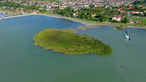 small island in the seaside town in neusiedl am see, austria