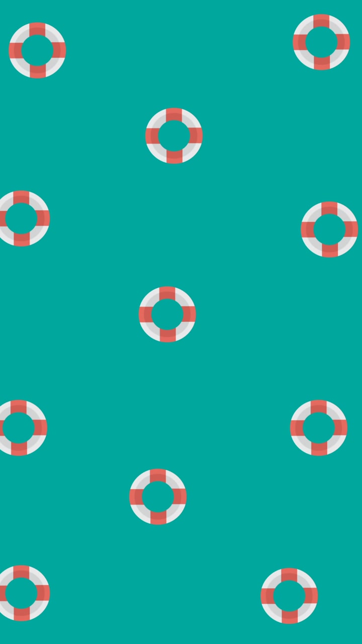 Animation of lifebuoys rotating over green background