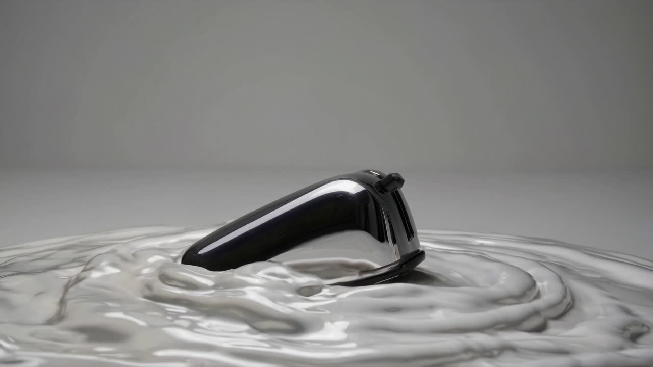 Tostapane argentato in un liquido bianco
