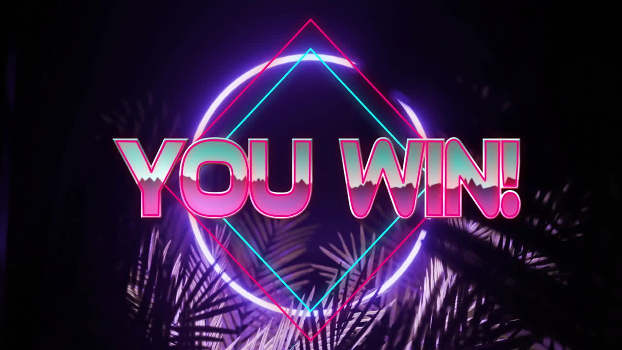 네온 패턴 배경 위에 텍스트를 이기는 애니메이션