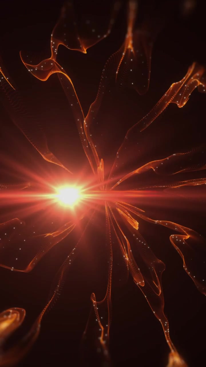 Animación de estelas de humo naranja y luz brillante