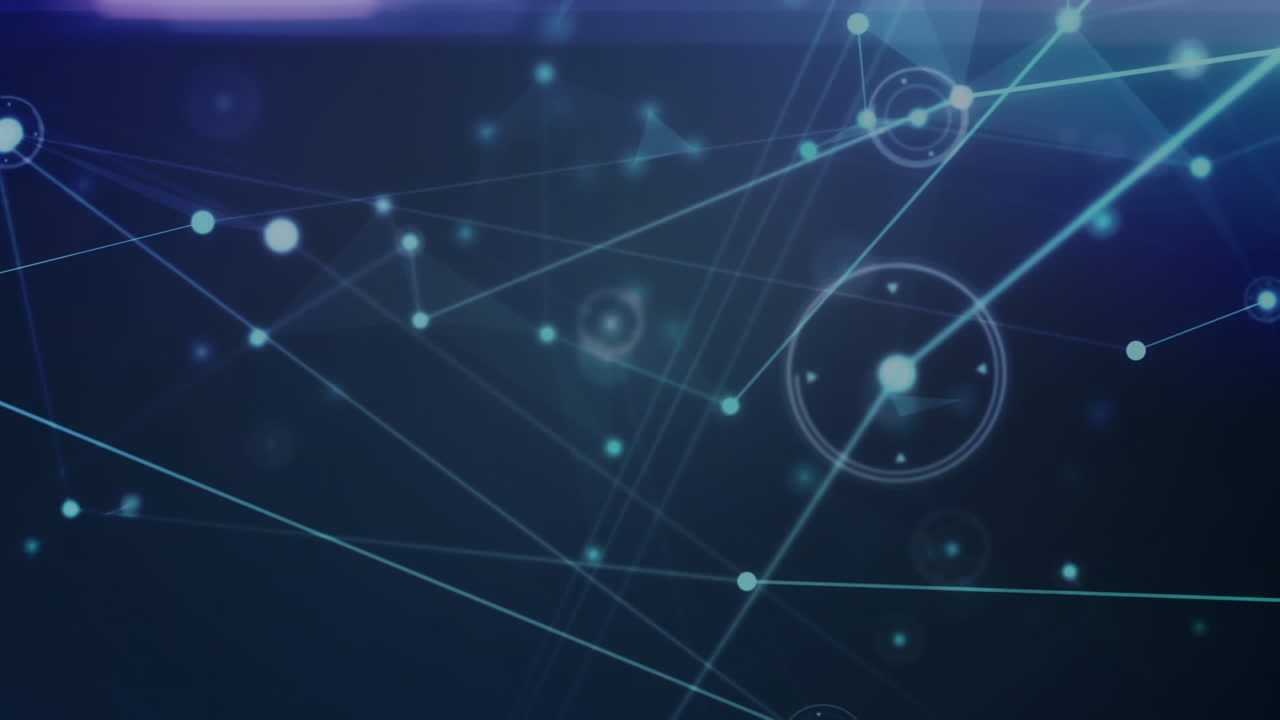animación digital de una red brillante de conexiones contra un fondo azul