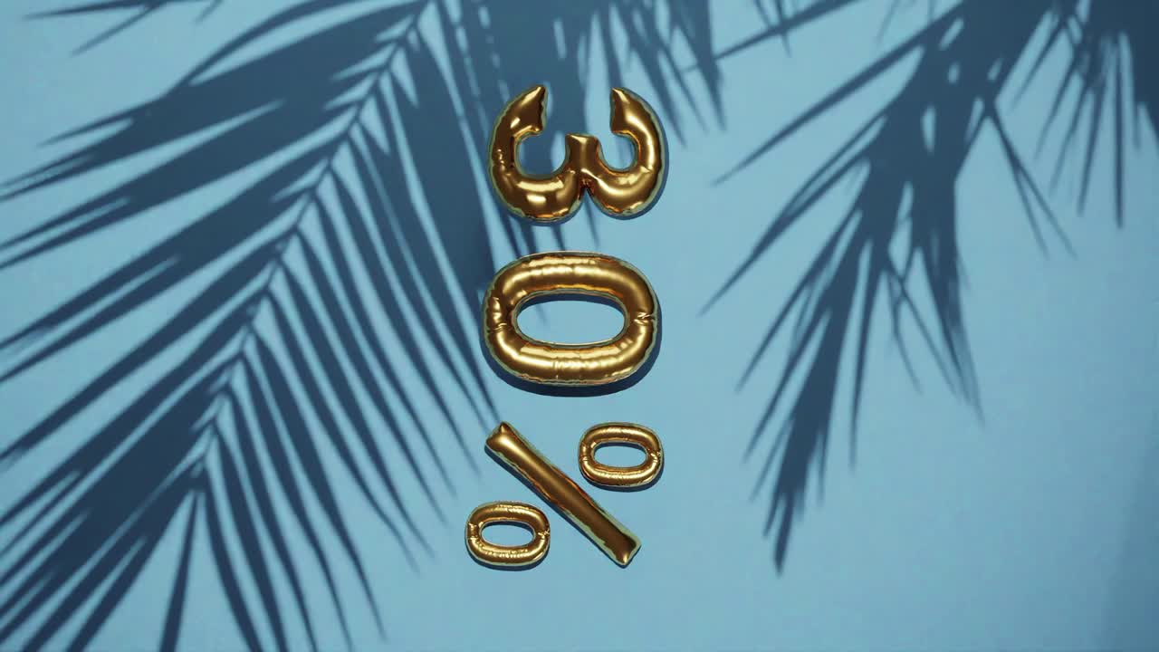 venta vertical de 30% de descuento en fondo azul con palma brisa suave, vacaciones concepto de venta de verano precios especiales ofrece tienda en línea