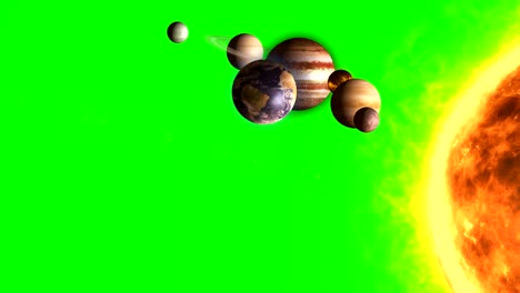 sistema solar con sol y planetas