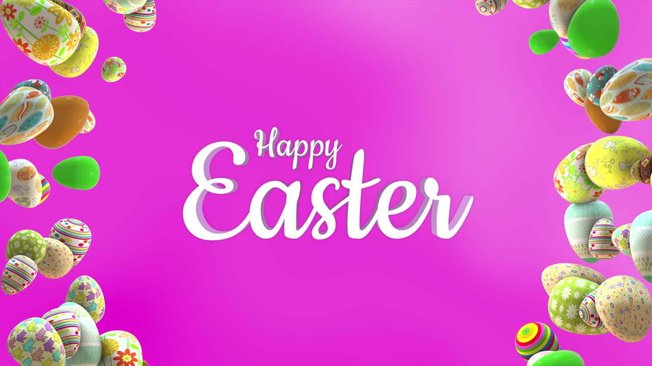 행복한 부활절 스피닝 달 분홍색 애니메이션 원활한 루프 배경