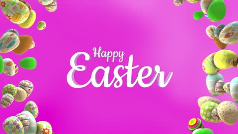 happy easter spinning eggs pink animated seamless loop background