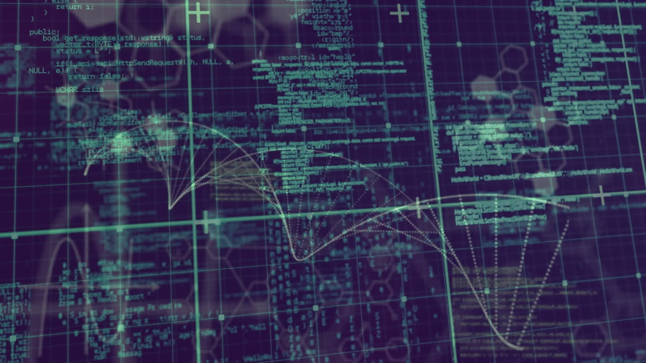 Animation of data processing over dna strand