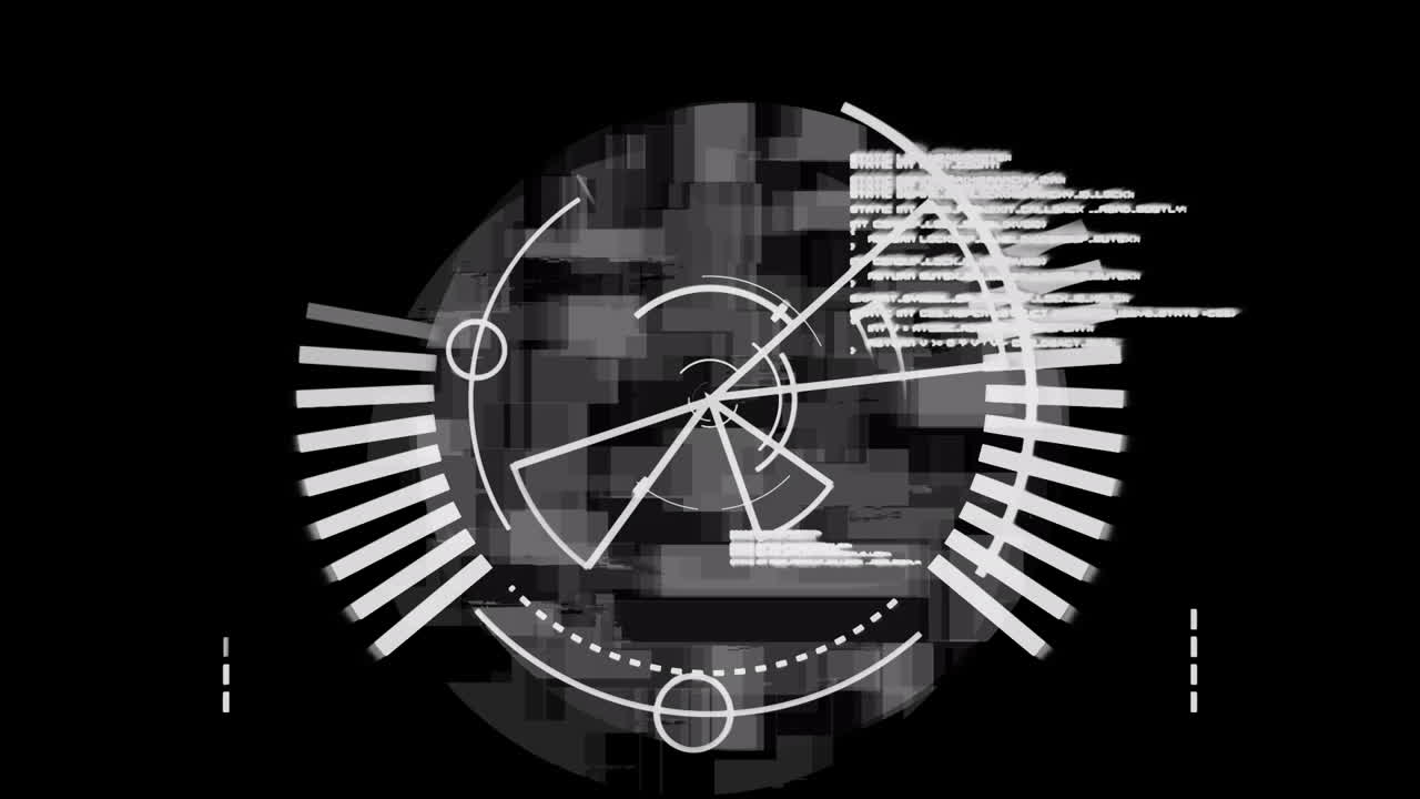 Animation of radar and data processing on black background