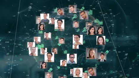 animación de diversos iconos de personas en todo el mundo y red de conexiones