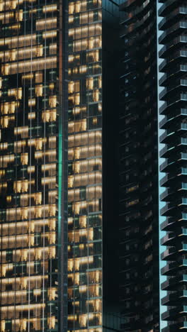 illuminated skyscrapers at night