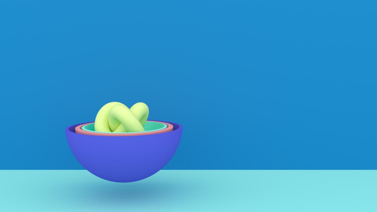 infinito gráfico mínimo hemisferios de color y nudo girar intro capaz de bucle sin costuras 4k