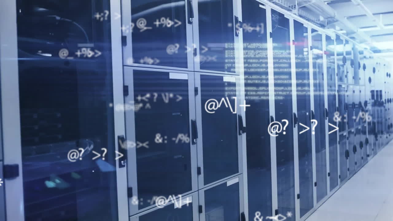 animación del procesamiento de datos a través de servidores informáticos